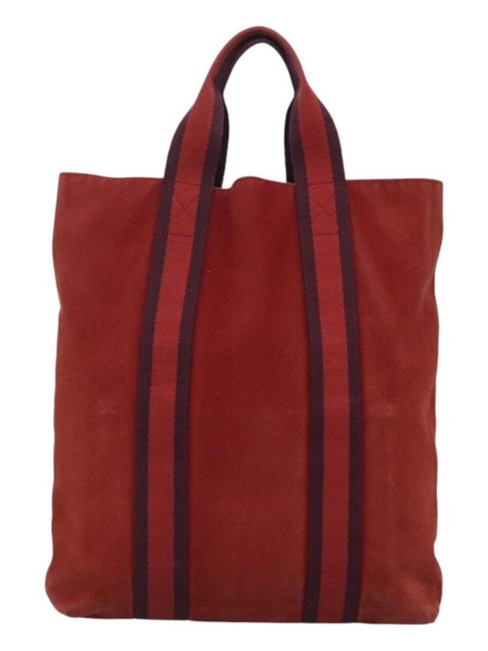 HERMES Fourre Tout Cabas Tote Bag Canvas Red Auth ti3109 - Picture 3 of 16